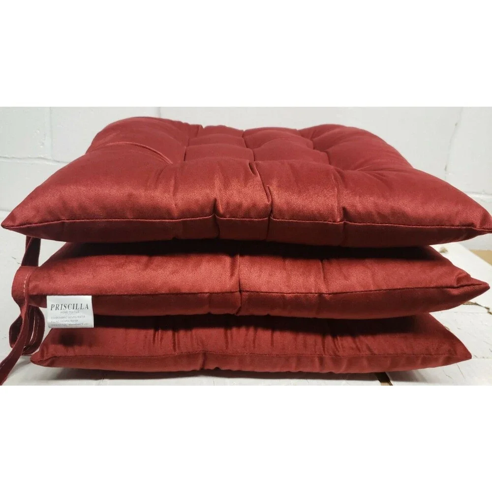 SET OF 3 SAME THICK CHAIR PADS CUSHIONS w/ties,16